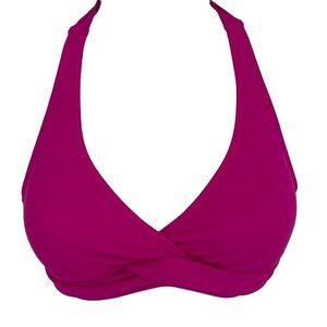 Athleta Tara Halter Swim Top Sz32 D/DD Pink Tie Neck Underwire Removable Pad NWT